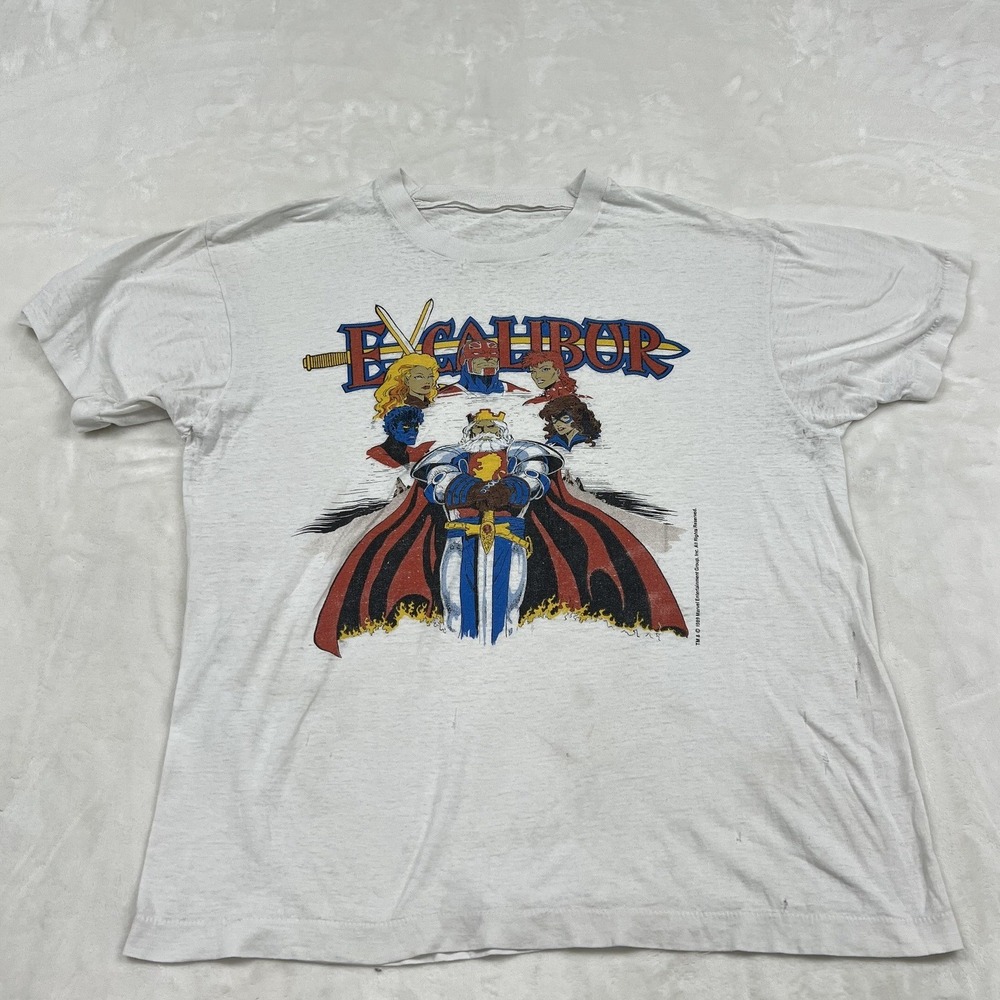 Marvel Excalibur T-Shirt Mens M Gray Vintage 1989 Single Stitch Graphic Tee